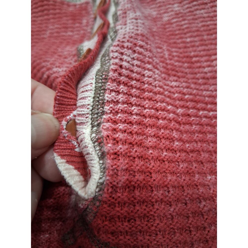 Sundance Gentry waffle knit Henley top long sleeved red distressed oversized LRG - Picture 5 of 12